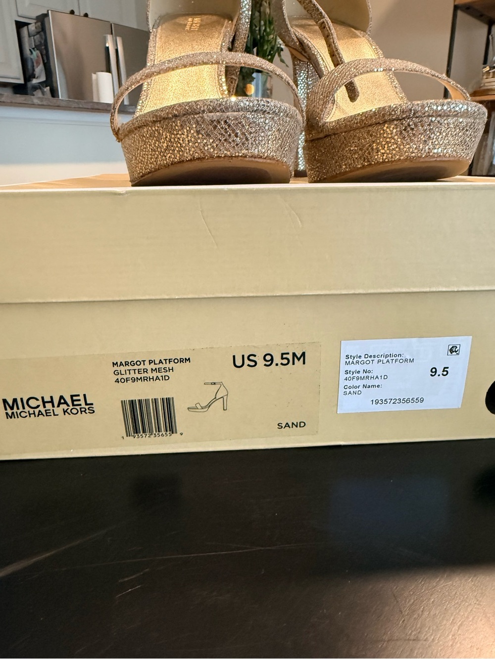 MICHAEL Michael Kors gold glitter platform sandals